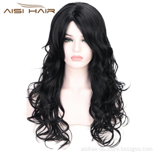 Black Body Wave Fiber Hair Wig Fashion Synthetic Wig Heat Resistant Long Wavy For Party Cosplay Women Wigs